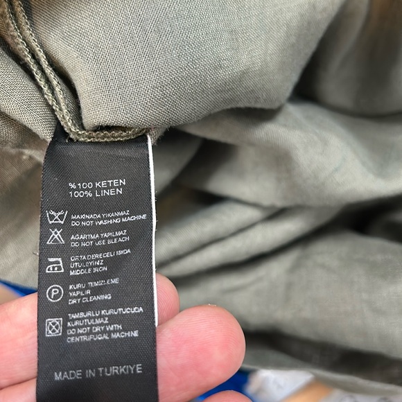 Herry Green Linen Long Belted Beaded Chest Tunic size EUR 42 US 6 - Picture 10 of 11